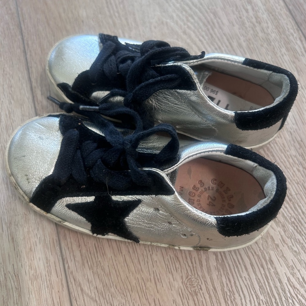 Golden Goose Kids Metallic Gold and Black Star Sneakers